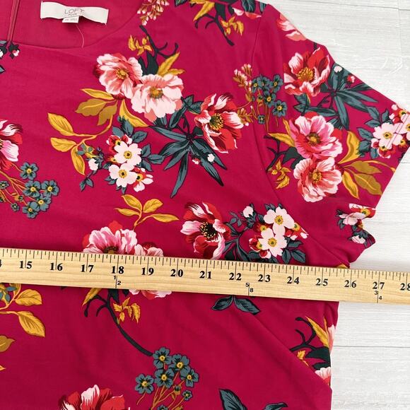 NWT Ann Taylor Loft Midi Dress Plus Size 26 4X Pink Floral Short Sleeves Jersey - Picture 9 of 13